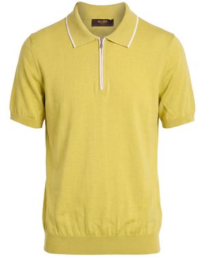 Moorer Lime Polo Shirt Wool, Silk - Yellow