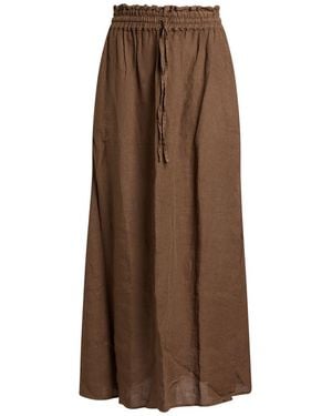 Massimo Alba Dark Maxi Skirt Linen - Brown