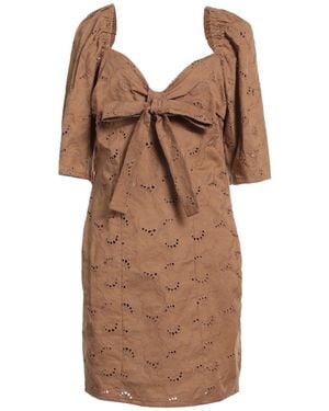 Giulia N Couture Mini Dress Cotton, Elastane - Brown