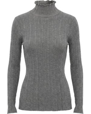 Agnona Turtleneck Cashmere, Silk - Gray