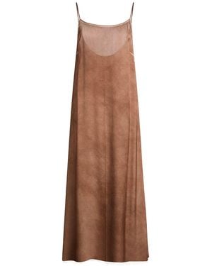 Uma Wang Tan Midi Dress Silk - Brown
