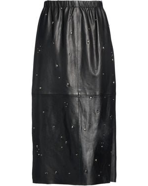 Alysi Crème Midi Skirt Leather - Black