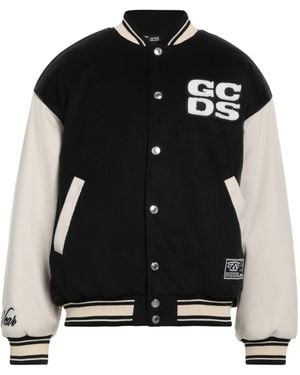 Gcds Two-Tone Logo-Patch Bomber Jacket - Black