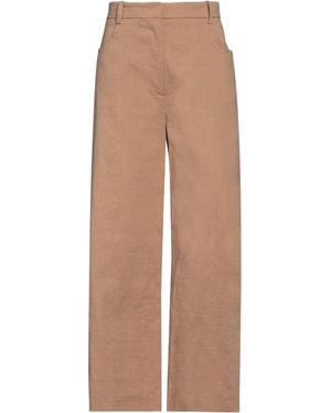 Pinko Camel Trousers Linen, Viscose, Elastane - Natural
