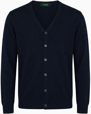 Zanone Midnight Cardigan Virgin Wool, Polyamide - Blue