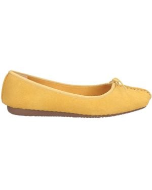 Clarks Ballet Flats Leather, Textile Fibers - Metallic