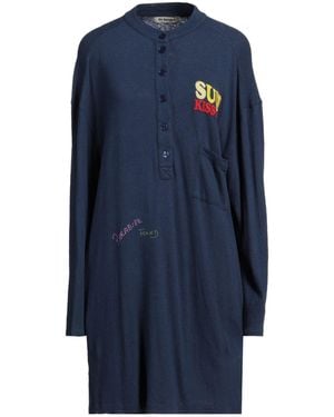 LIV BERGEN Mini Dress Cotton, Linen - Blue