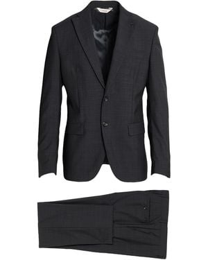 Paoloni Charcoal Suit Virgin Wool - Black