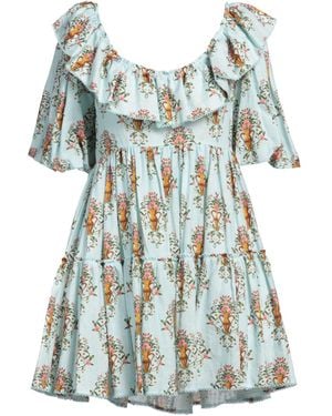 Agua Bendita Sky Mini Dress Linen - Blue