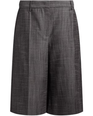Jil Sander Charcoal Shorts & Bermuda Shorts Silk, Virgin Wool, Viscose, Polyester - Gray