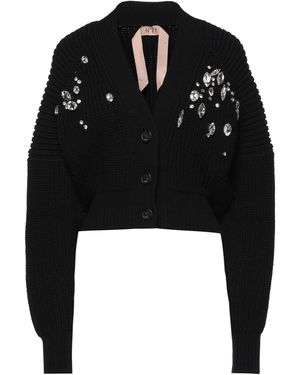 N°21 Cardigan Virgin Wool, Glass, Brass - Black