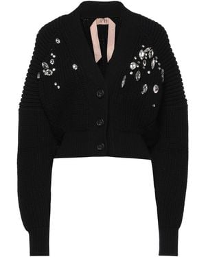N°21 Cardigan Virgin Wool, Glass, Brass - Black