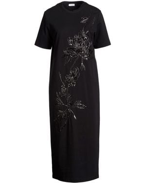 Brunello Cucinelli Midnight Midi Dress Cotton, Polyamide, Elastane, Jute - Black