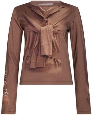 Marine Serre T-Shirt Organic Cotton - Brown