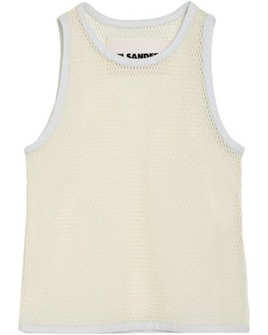 Jil Sander Cream Tank Top Polyester, Leather - Natural