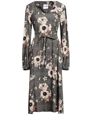 THE ABITO Milano Floral-Print Viscose Belted Midi Dress - Black
