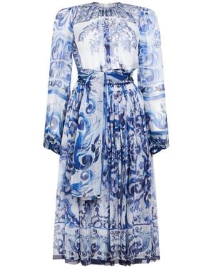 Dolce & Gabbana Midi Dress Silk - Blue