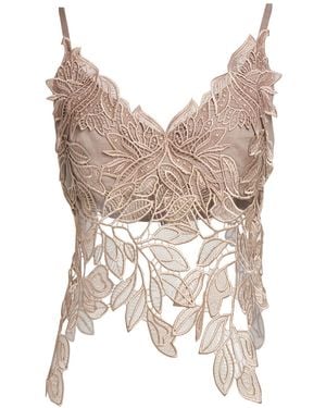 Alberta Ferretti Top Polyester, Ramie - White