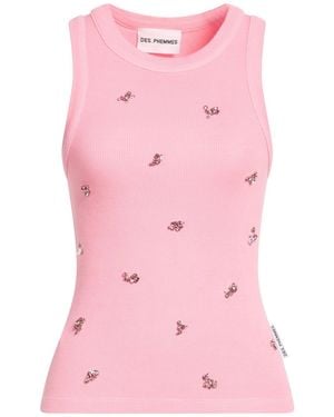DES_PHEMMES Tank Top Cotton, Elastane, Glass - Pink