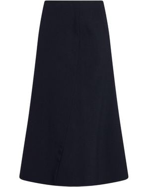 Victoria Beckham Midnight Midi Skirt Polyester, Virgin Wool, Elastane - Blue