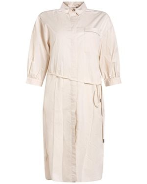Peserico Cream Midi Dress Cotton, Elastane - Natural