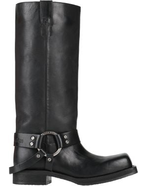 Acne Studios Leather Embellished Square-Toe Boots - Black