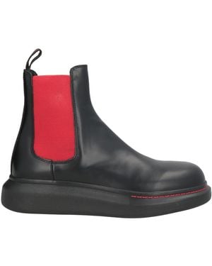 McQueen Ankle Boots Leather, Elastic Fibres - Black
