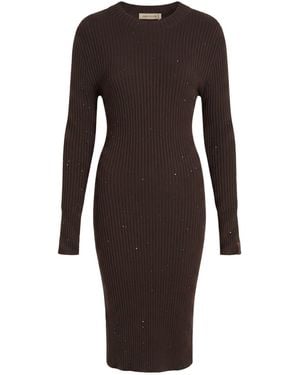 hinnominate Dark Midi Dress Viscose, Polybutylene, Polyamide, Elastane - Brown