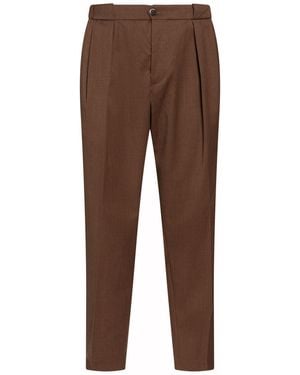 BRO-SHIP Dark Trousers Polyester, Wool, Elastane - Brown