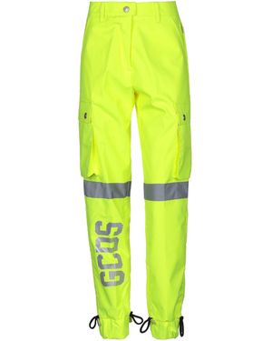 Gcds Pants Polyester, Polyurethane, Glass, Acrylic, Cotton - Yellow