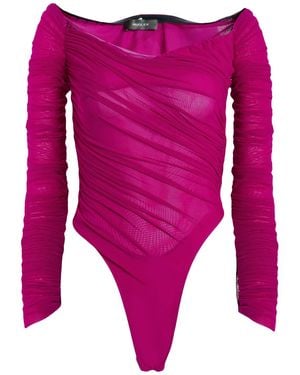 Mugler Bodysuit Polyamide, Elastane, Cotton - Pink