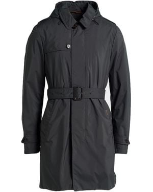Moorer Dark Overcoat & Trench Coat Polyester - Black