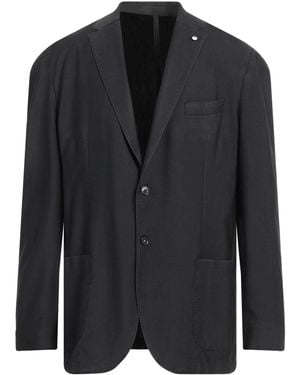 L.B.M. 1911 Charcoal Blazer Virgin Wool, Mohair Wool - Black