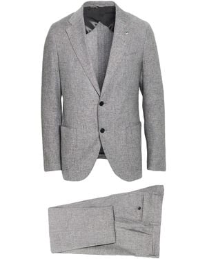Lardini Suit Linen, Silk, Polyamide, Elastane - Grey