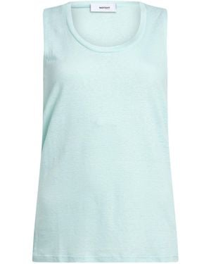 Not Shy Tank Top Linen - Blue