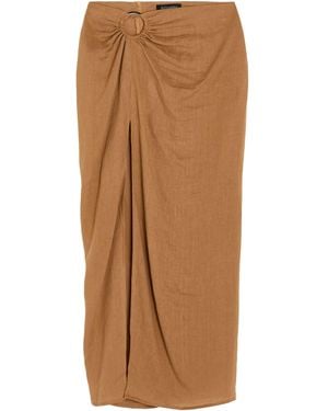 ACTUALEE Camel Maxi Skirt Linen - Brown