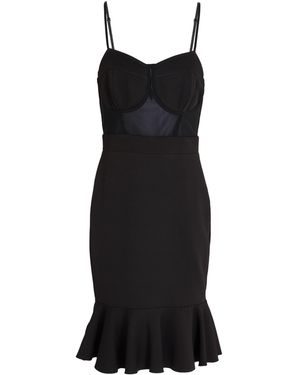Hanny Deep Mini Dress Polyester, Elastane - Black