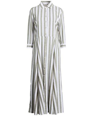 MISS BASTONCINO Military Maxi Dress Linen, Cotton - White