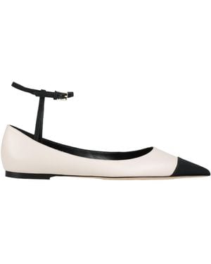 Elisabetta Franchi Ballet Flats Leather, Textile Fibers - White