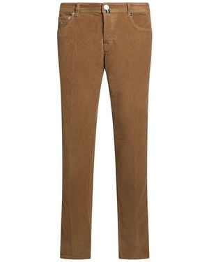 Luigi Borrelli Napoli Trousers Cotton, Elastane - Brown