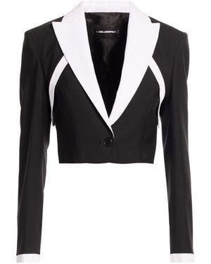 KARL LAGERFELD Blazer Wool, Elastane - Black