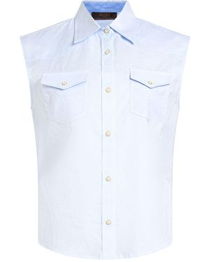 Moorer Sky Shirt Linen, Paper - Blue