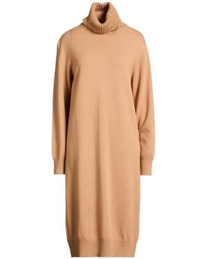 Fabiana Filippi Camel Midi Dress Virgin Wool, Silk, Cashmere, Polyamide, Polyester - Natural