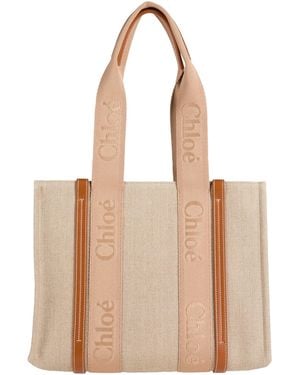 Chloé Handbag Linen, Calfskin - Natural