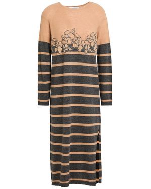 ERMANNO FIRENZE Camel Midi Dress Acrylic, Wool, Polyamide - Black
