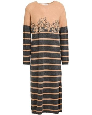 ERMANNO FIRENZE Camel Midi Dress Acrylic, Wool, Polyamide - Black