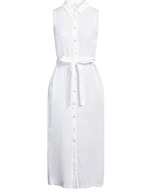 120% Lino Vestito Midi - Bianco
