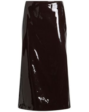 MSGM Dark Midi Skirt Polyurethane, Polyester - Black