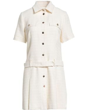 Sandro Cream Mini Dress Cotton, Viscose, Acrylic, Polyamide - White