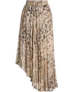 Mes Demoiselles Taupe Midi Skirt Viscose, Metallic Fibre - White